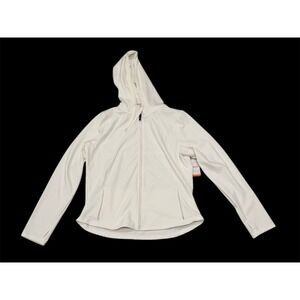 Jockey Womens White Full Zip Activewear Hooded Jacket Thumbholes XL NEW